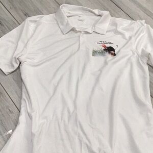 White Polo Shirt with Embroidered Design